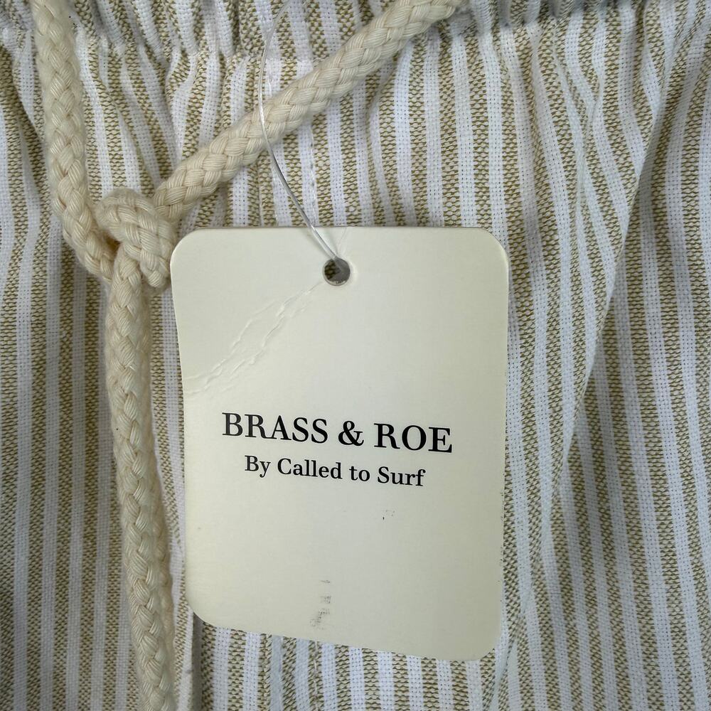 NWT Brass & Roe Wide Leg Pants Womens Size S Tan White Striped Drawstring $52 - Picture 4 of 9